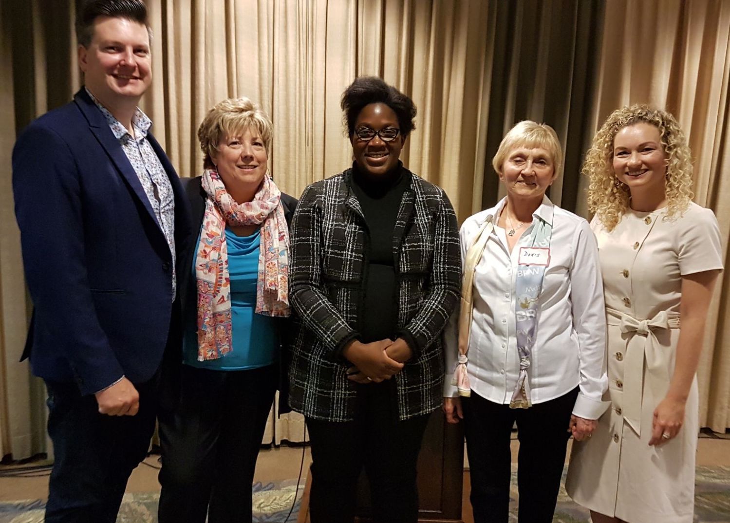 L-R: Andrew Crook, Managing Partner and Broker of Record PC275, Panellist; Sheila Crook, CCEW Coach & Facilitator; Stephanie Dei, We Empower Canada, Panel Moderator; Doris Hall CCEW event MC; Melissa McInerney, CEO & Chief Creative Officer, tbk
